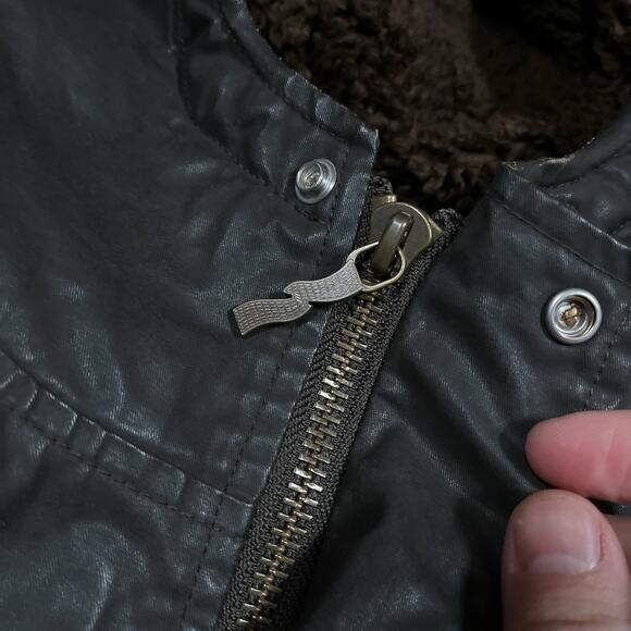 Nudie Jeans Co. Waxed Cotton Resin Hooded Parka Jacket Quilted Lining Sz Medium - Picture 8 of 10